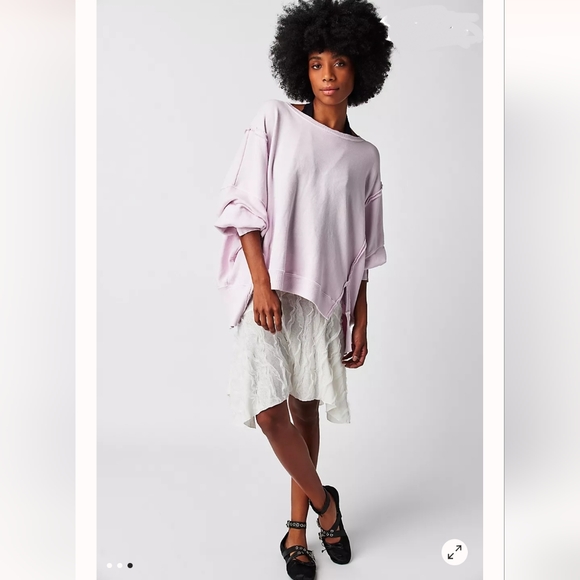 NWT FREE PEOPLE PALE PINK CAMDEN OVERSIZED PULLOVER We The Free - Picture 4 of 7